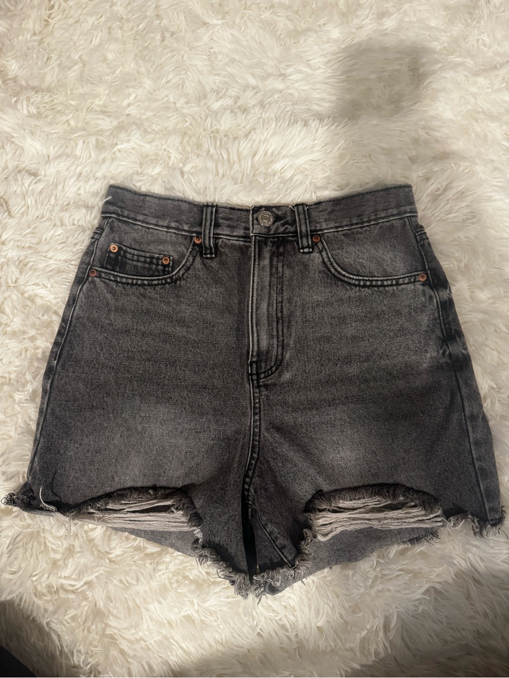 Ardene Washed Black High-Rise Distressed Boyfriend Jean Shorts